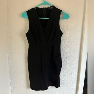 Black deep v mini dress